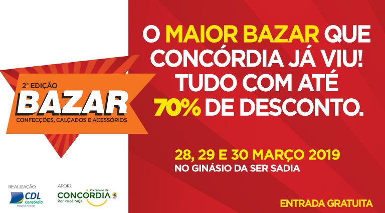Bazar Concórdia será a oportunidade ideal para economizar