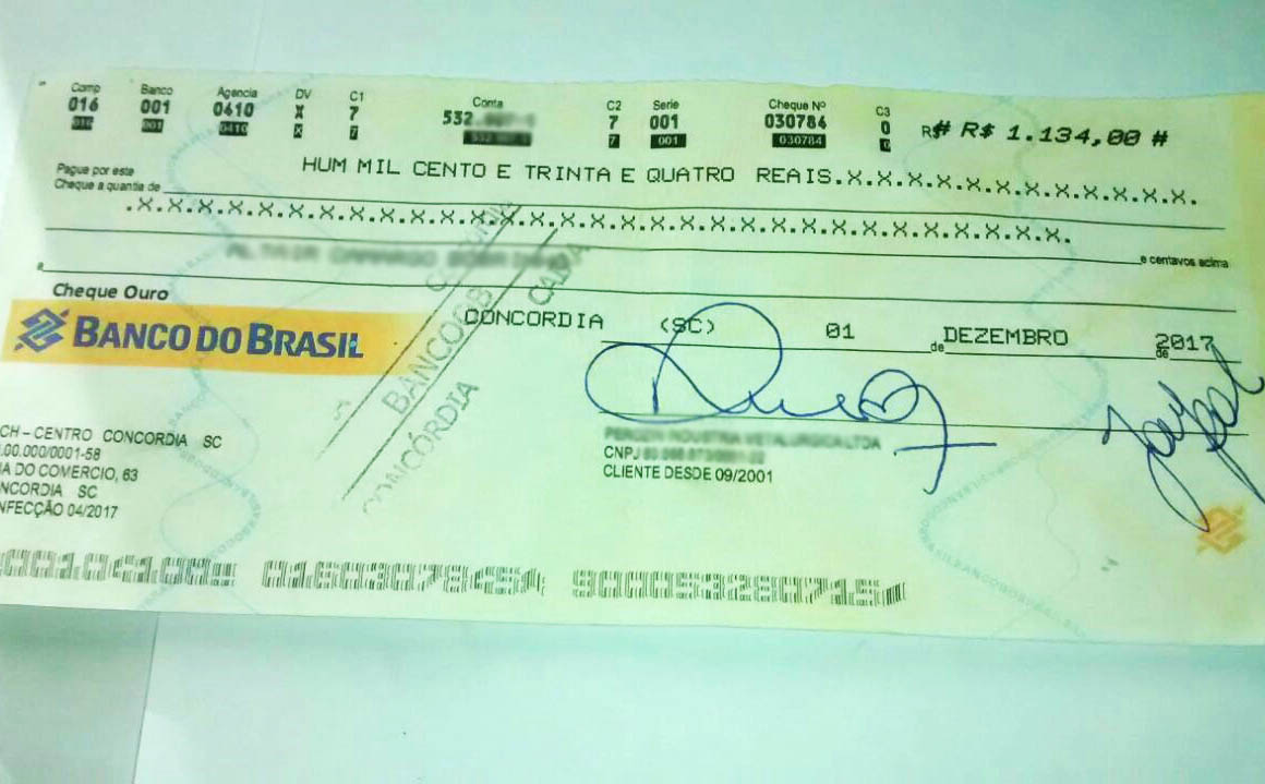 Cheques falsos circulam no comércio de Concórdia