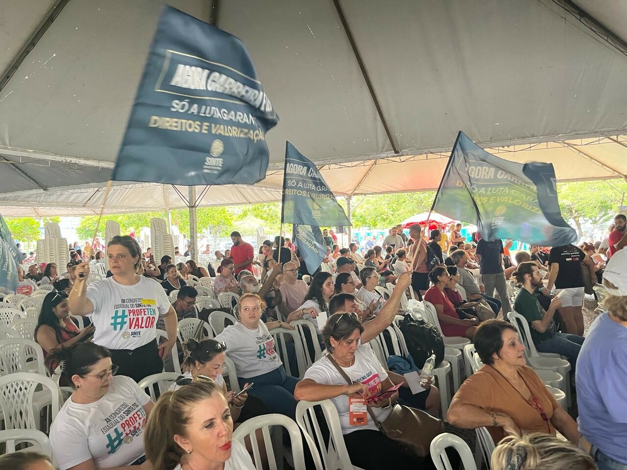 Em Concórdia, Sinte segue mobilização para greve na rede estadual a partir da próxima terça (ouça)
