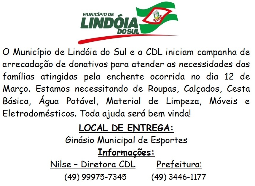 CDL de Lindóia faz campanha para arrecadar donativos