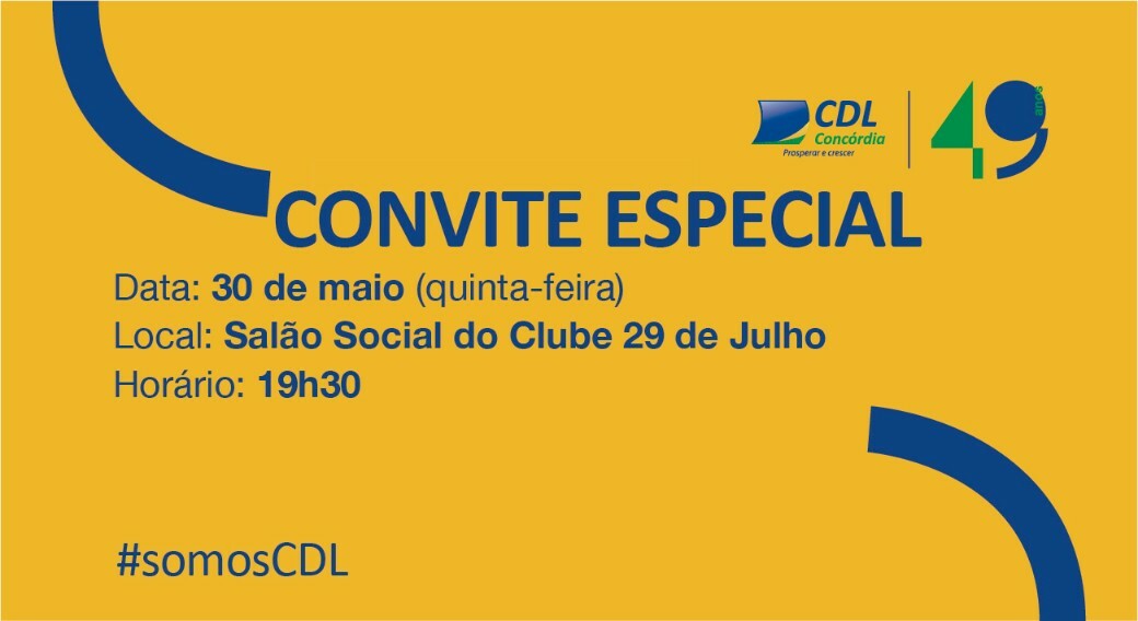 Posse da diretoria e comemoração de aniversário da CDL serão no dia 30 de maio