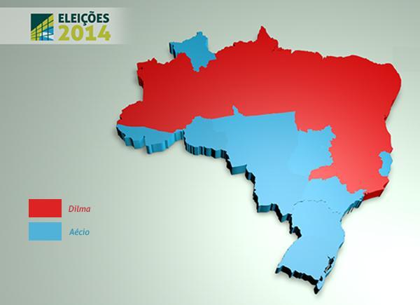 Dilma vence em 15 estados; Aécio, em 11 e no DF