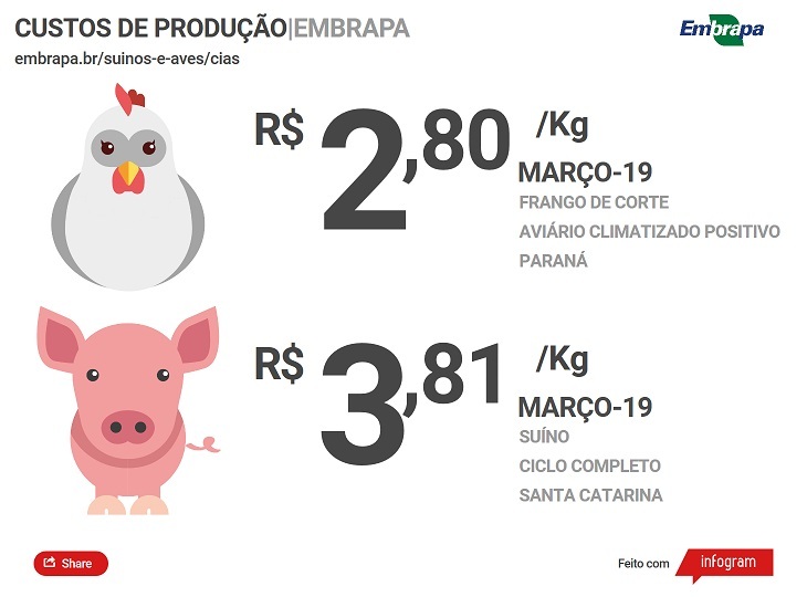 Custos de produção de frangos de corte aumentam em março